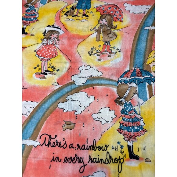 Roth Greeting Card Fabric Theres A Rainbow in Every Raindrop Kids & Umbrellas Pr - Picture 3 of 8